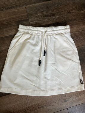 Casual Drawstring Mini Skirt in Cream